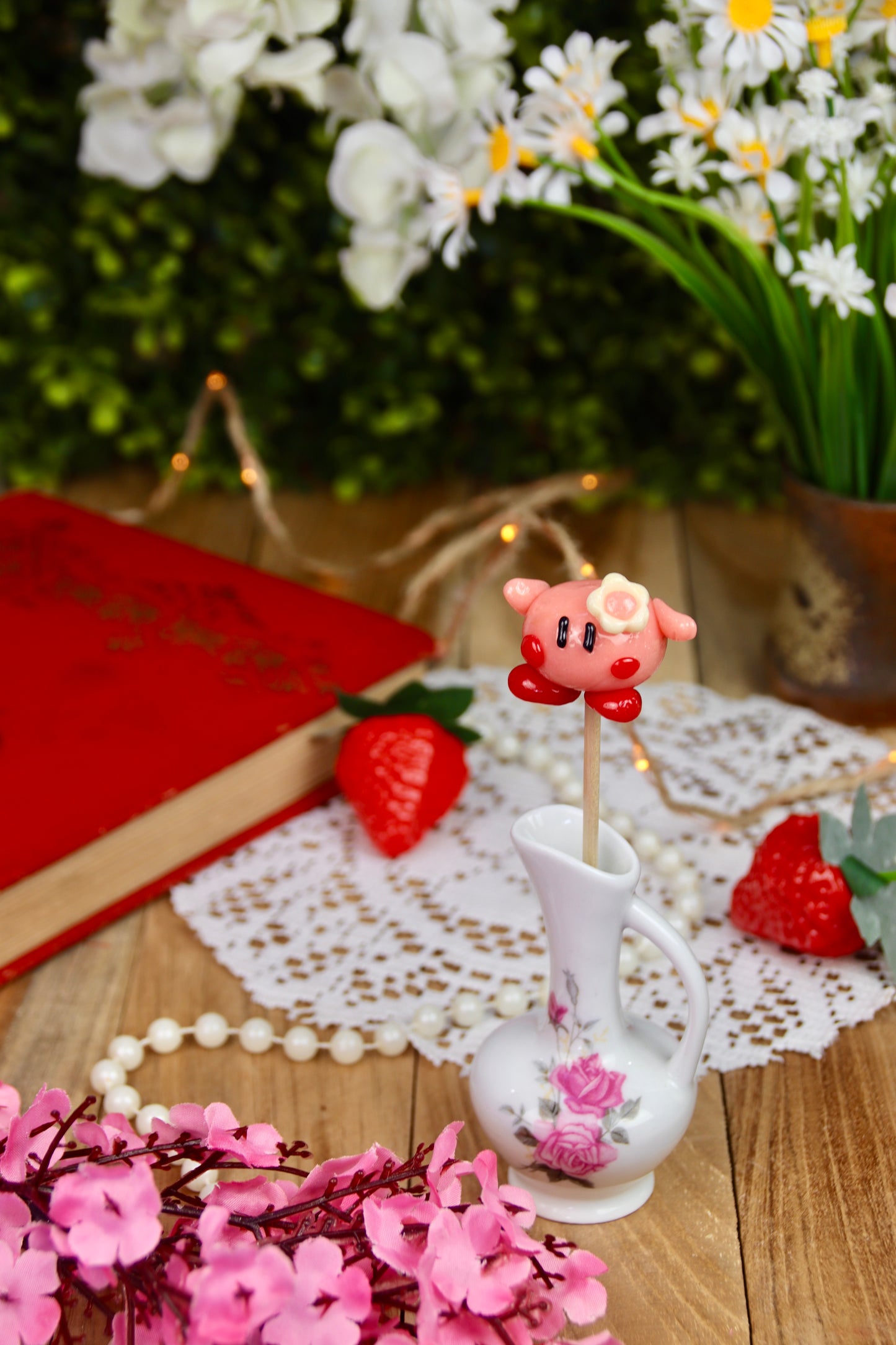 Sucette Kirby fleur fraise