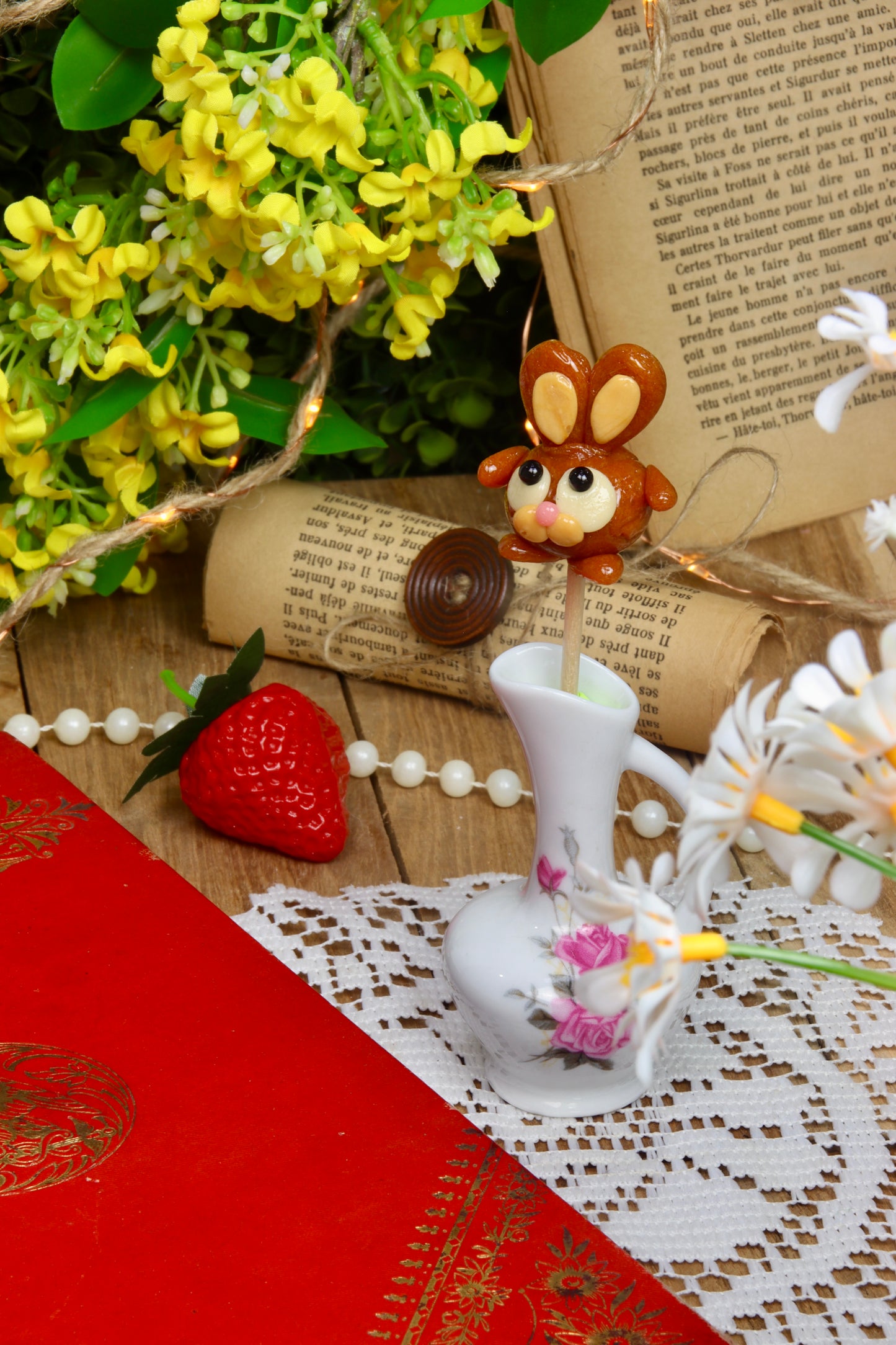 Sucette artisanale Lapin Caramel beure salé