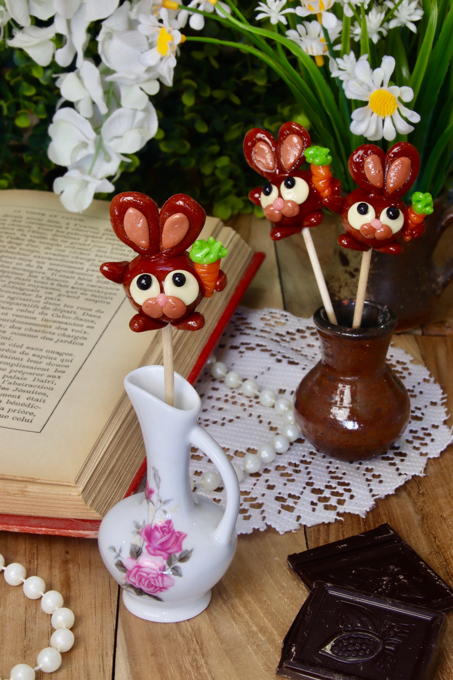 Sucette artisanale de pĂąques Lapin carotte