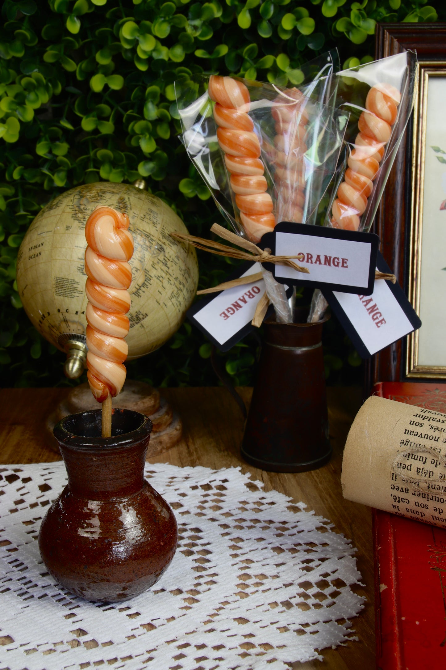 Sucette torsade orange