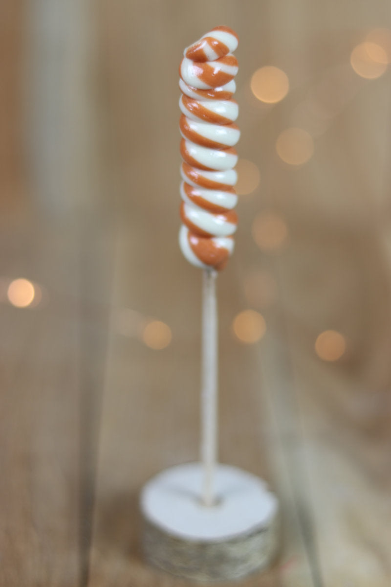 Sucette torsade vanille caramel artisanale fabriqué en Bourgogne