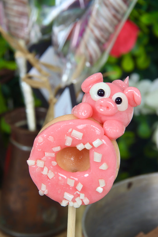 Sucette sculptée cochon Donut's Banane Fraise