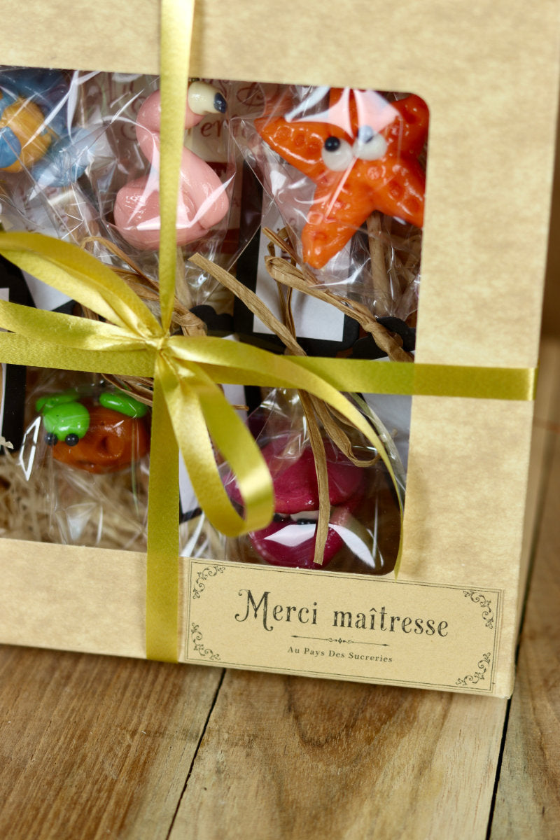 Coffret Merci Maître(sse) 5 Sucettes Sculptées