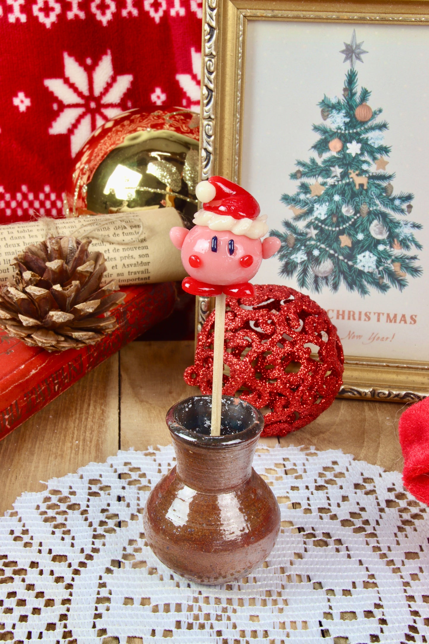 Sucette Boule rose de Noël