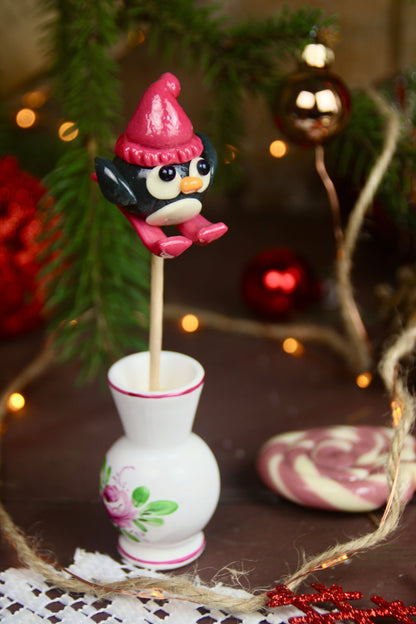 Sucette Pingouin Skieur Cola Cerise