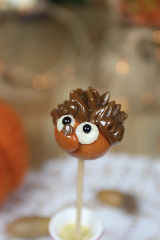 Une sucette artisanal au caramel en forme d'hérisson