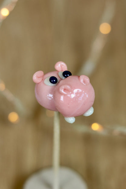 Sucette sculptée en forme d'hippopotame à la framboise