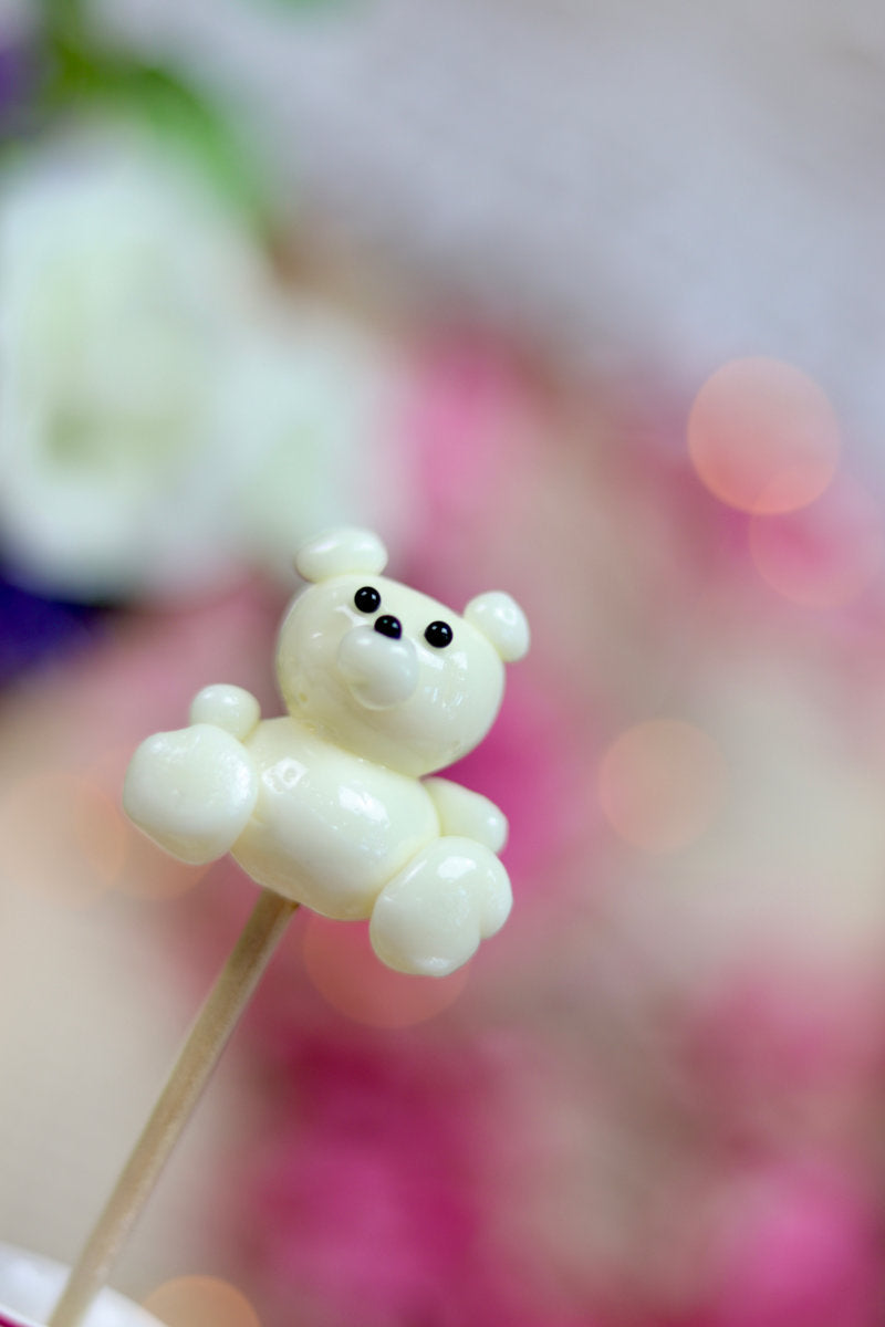 Une sucette sculptée à la main en forme de peluche à la noix de coco 